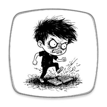 Gamer Colère Clavier Brisé Manga Noir Blan - Magnet carré - blanc - Devant