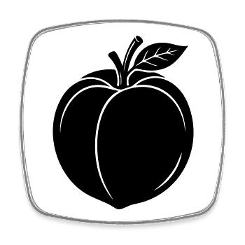 Peach Fruit Silhouette - Square fridge magnet - white - Front