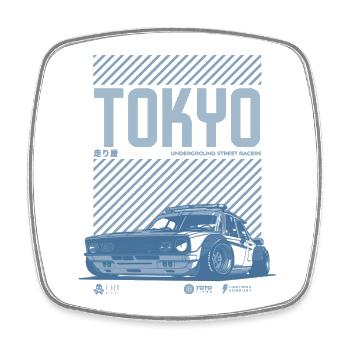 Course de rue au néon de Tokyo - Magnet carré - blanc - Devant