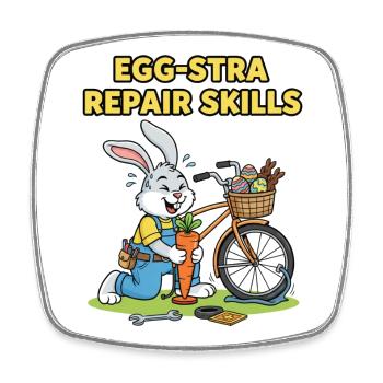 Humour de réparation de vélo de lapins de Pâques - Magnet carré - blanc - Devant