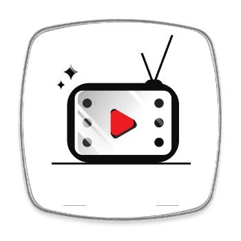 Motif de bouton de lecture rétro TV - Magnet carré - blanc - Devant