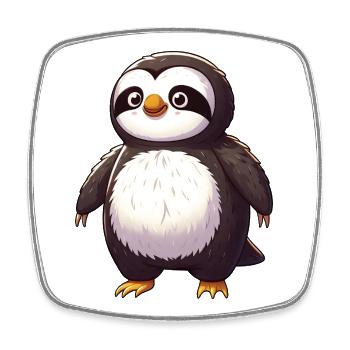 Lustiger Pinguin und Faultier Fabeltier Fantasie - Viereckiger Kühlschrankmagnet - Weiß - Vorne