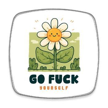 Freche Blume - Viereckiger Kühlschrankmagnet - Weiß - Vorne