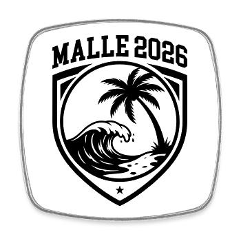 Malle 2026 Strand - Viereckiger Kühlschrankmagnet - Weiß - Vorne