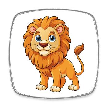 Mignon lion - Magnet carré - blanc - Devant