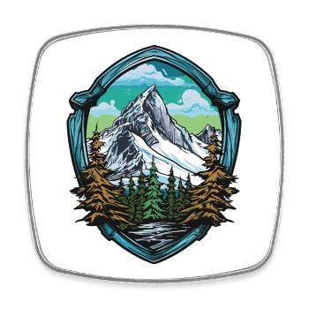 Bergpanorama Wappenmotiv Berge - Viereckiger Kühlschrankmagnet - Weiß - Vorne