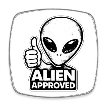 Alien Approved Thumbs Up Top Alien - Square fridge magnet - white - Front