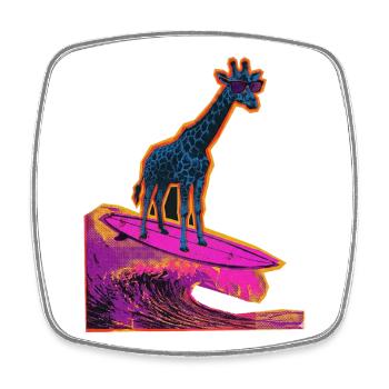 Surfer Giraffe - Square fridge magnet - white - Front