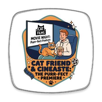 Cat Friend Cineaste Humor - Square fridge magnet - white - Front