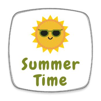 Summer Time Cute Sun Minimal Vacation Design - Square fridge magnet - white - Front