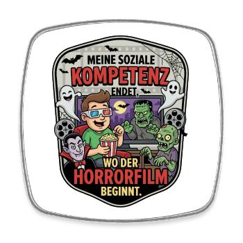 Horrorfilm Abend Komik Patch - Viereckiger Kühlschrankmagnet - Weiß - Vorne