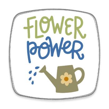 Flower Power Cute Gardening Watering Can Design - Viereckiger Kühlschrankmagnet - Weiß - Vorne