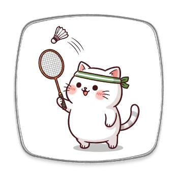 Süße Katze spielt Badminton – Design sporti - Viereckiger Kühlschrankmagnet - Weiß - Vorne