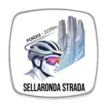 Pordoi Passo Sellaronda Strada Cycling Gradient Ar - Square fridge magnet - white - Front