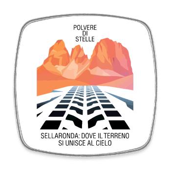 Sellaronda Polvere di Stelle MTB Art Sunset Stardu - Square fridge magnet - white - Front