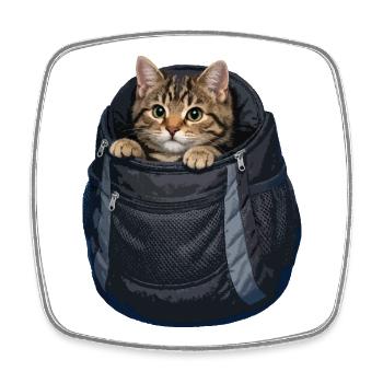 Cat in a poke - Square fridge magnet - white - Front