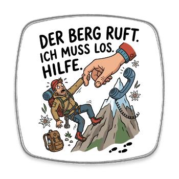 Berg ruft Hilfe Klettern Humor - Viereckiger Kühlschrankmagnet - Weiß - Vorne