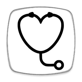 Logo du stéthoscope Vet Heart - Magnet carré - blanc - Devant
