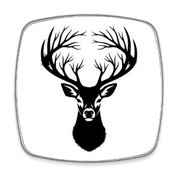 Silhouette de bois de cerf tête de cerf - Magnet carré - blanc - Devant