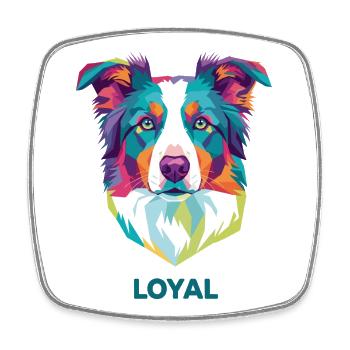 Loyal Prisma Hundeporträt - Viereckiger Kühlschrankmagnet - Weiß - Vorne