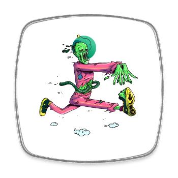 Zombie Runner Neon Pop - Viereckiger Kühlschrankmagnet - Weiß - Vorne
