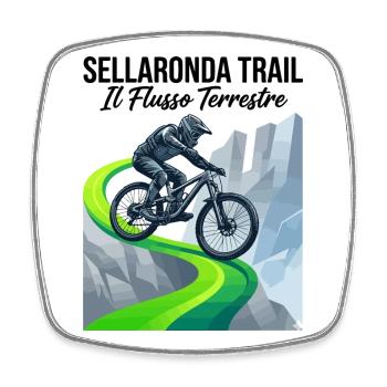 Sellaronda Neon Summit MTB Rider - Square fridge magnet - white - Front
