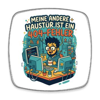 Programmierer 404 Fehler Humor - Viereckiger Kühlschrankmagnet - Weiß - Vorne