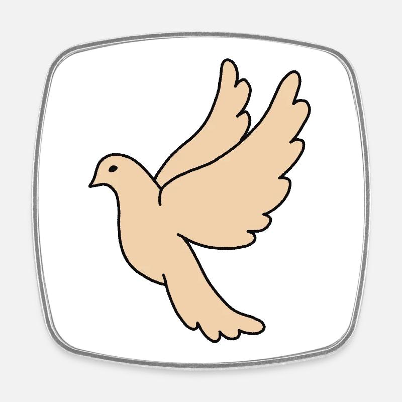 Colombe de la Paix Beige - Magnet carré - blanc
