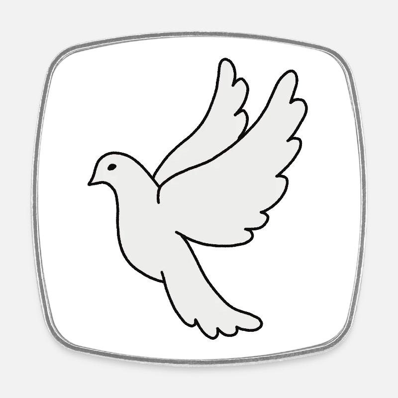 Silhouette de la colombe blanche - Magnet carré - blanc