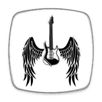 Guitare ailée noire - Magnet carré - blanc - Devant