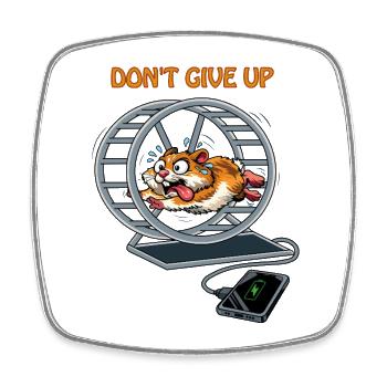 Chomik w Kołowrotku | Śmieszny Design Motywacyjny - Square fridge magnet - white - Front