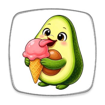 Süße Avocado mit Eis Cartoon - Viereckiger Kühlschrankmagnet - Weiß - Vorne