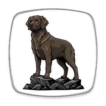 Schokoladen-Labradorhund auf einem felsenbraunen Porträt - Viereckiger Kühlschrankmagnet - Weiß - Vorne