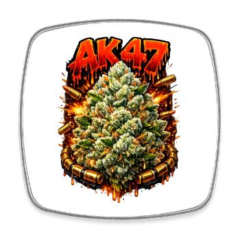 Impression artistique AK47weed Strain - Magnet carré - blanc - Devant