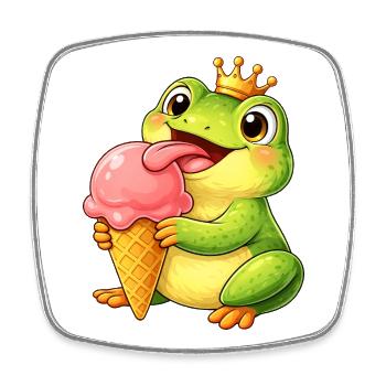 Süßer Frosch König mit Eis - Viereckiger Kühlschrankmagnet - Weiß - Vorne