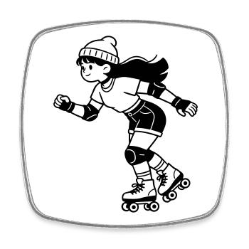 roller skates - Square fridge magnet - white - Front