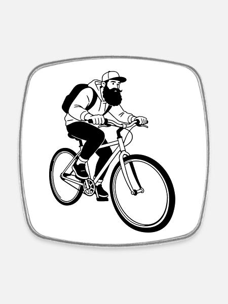 bike hipster - Square fridge magnet - white