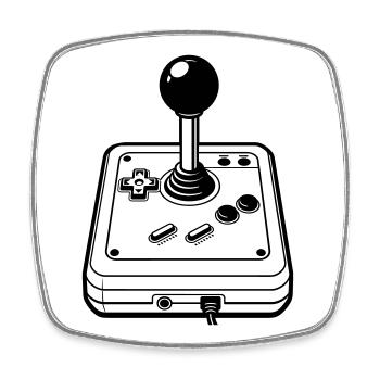 Retro joystick - Square fridge magnet - white - Front