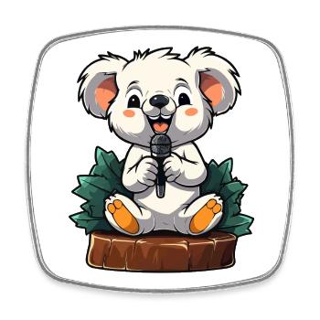 Kleiner Koala Karaoke auf Bühne - Viereckiger Kühlschrankmagnet - Weiß - Vorne