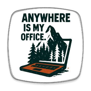 Office Nature Telecommuting Mountain - Square fridge magnet - white - Front