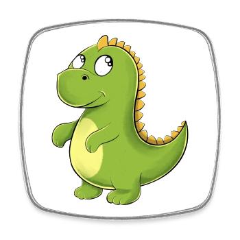 Dino Vert Joyeux - Magnet carré - blanc - Devant