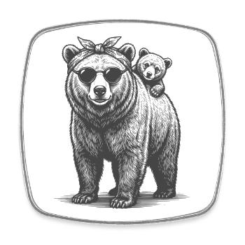 Zwei Bären Mama Bär Junges Mutter Liebe Kind Baby - Viereckiger Kühlschrankmagnet - Weiß - Vorne