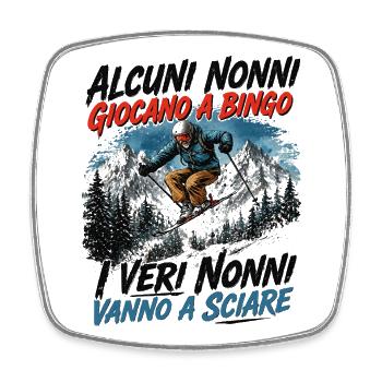 Echte Opas gehen Skifahren – Ski Alpin Design - Viereckiger Kühlschrankmagnet - Weiß - Vorne
