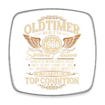 Oldtimer 1966 Jahrgang Vintage Geburtstag Geschenk - Viereckiger Kühlschrankmagnet - Weiß - Vorne
