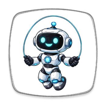 Seilspringen Roboter-Springer - Viereckiger Kühlschrankmagnet - Weiß - Vorne