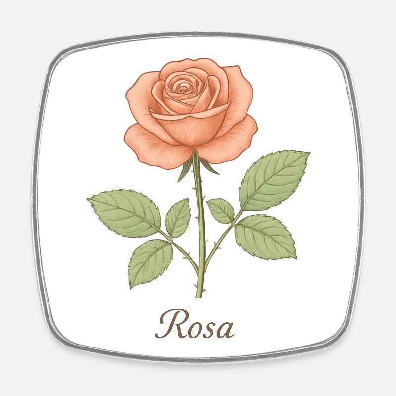 Vintage Rose - Viereckiger Kühlschrankmagnet - Weiß