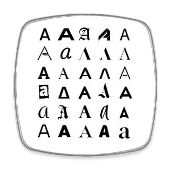 Typografie: Ein Buchstabenvariationsdesign. - Viereckiger Kühlschrankmagnet - Weiß - Vorne