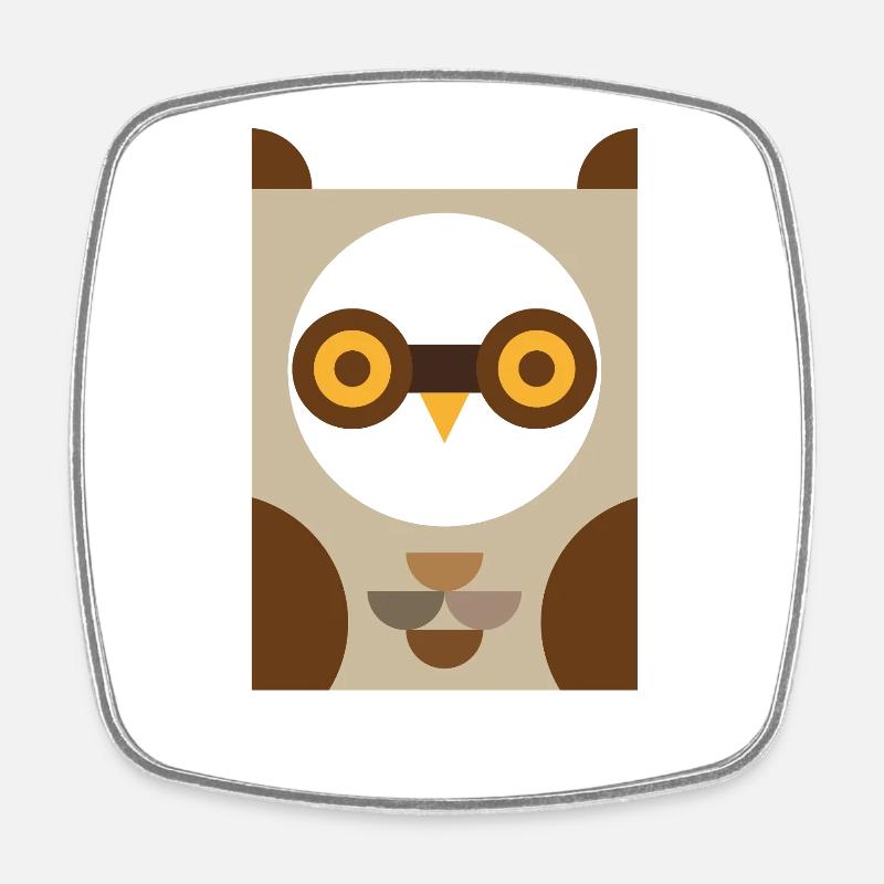 Owl - Square fridge magnet - white