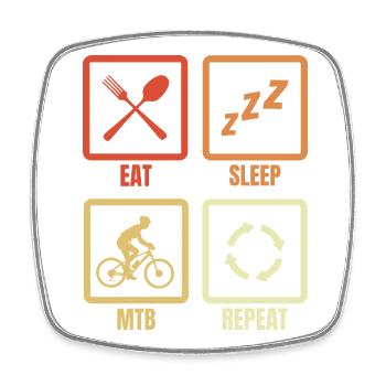 Eat Sleep MTB Repeat - Square fridge magnet - white - Front