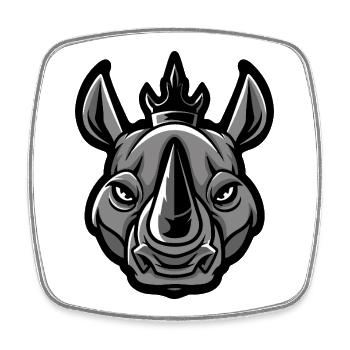 Couronne de tête de rhinocéros - Magnet carré - blanc - Devant